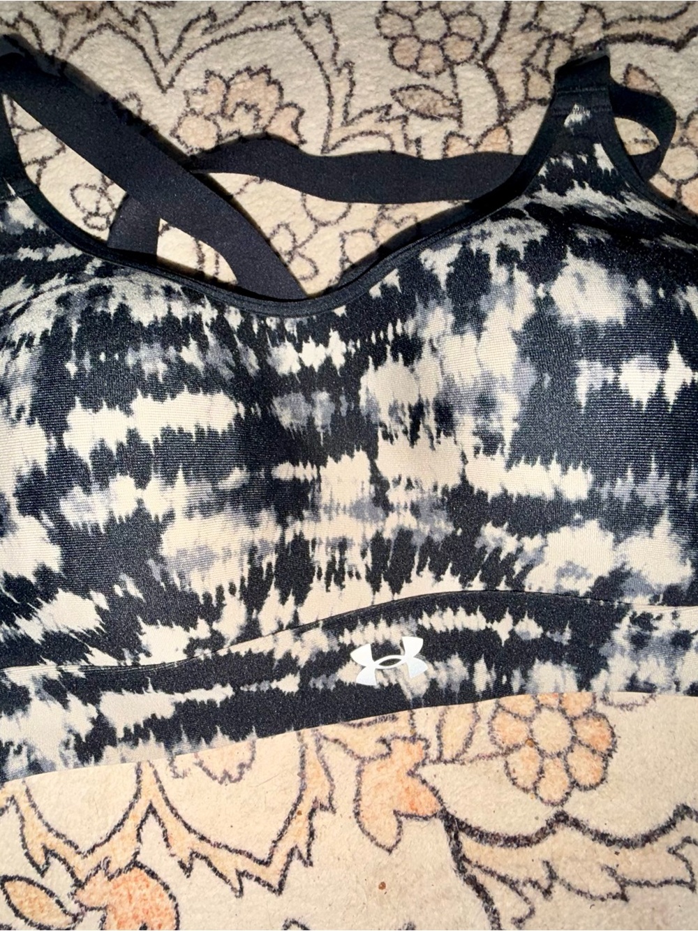 Under Armour Black and White Tie-Dye Sports Bra Band